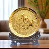 TRANH ĐĨA ĐỒNG CHỮ AN MẠ VÀNG 24k (Đk 25cm / Cao 30cm)