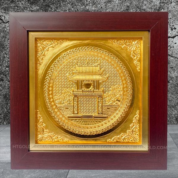 TRANH ĐỒNG KHUÊ VĂN CÁC DÁT VÀNG (42cm * 42cm)