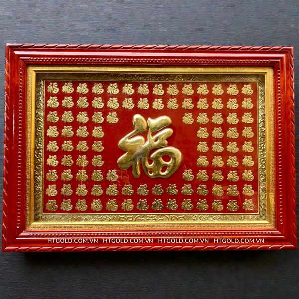 TRANH ĐỒNG BÁCH PHÚC DÁT VÀNG (72cm*102cm)