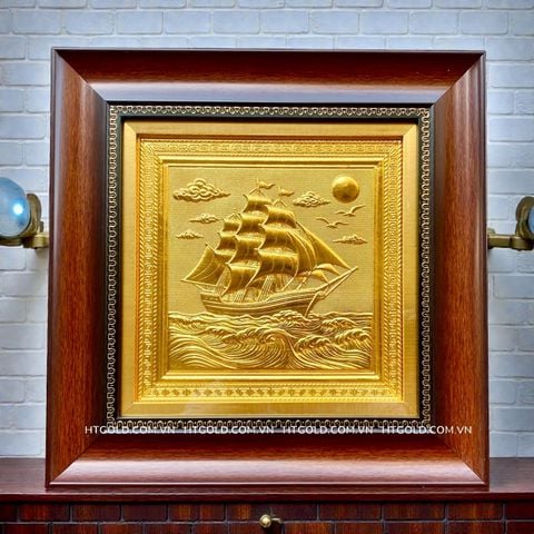 TRANH ĐỒNG THUẬN BUỒM XUÔI GIÓ DÁT VÀNG (28cm*28cm)