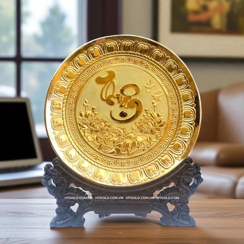 TRANH ĐĨA ĐỒNG CHỮ THUẬN MẠ VÀNG 24K (Đk 25cm/ Cao 30cm)