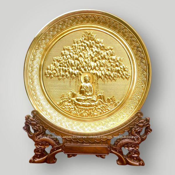 TRANH ĐĨA ĐỒNG CÂY BỒ ĐỀ MẠ VÀNG 24K (Đk 25cm)