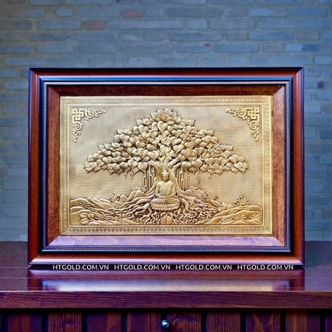 TRANH ĐỒNG- ĐỨC PHẬT NGỒI DƯỚI GỐC CÂY BỒ ĐỀ (50cm*70cm)