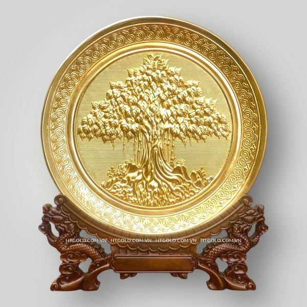 TRANH ĐĨA ĐỒNG CÂY BỒ ĐỀ MẠ VÀNG 24K (Đk 25cm)
