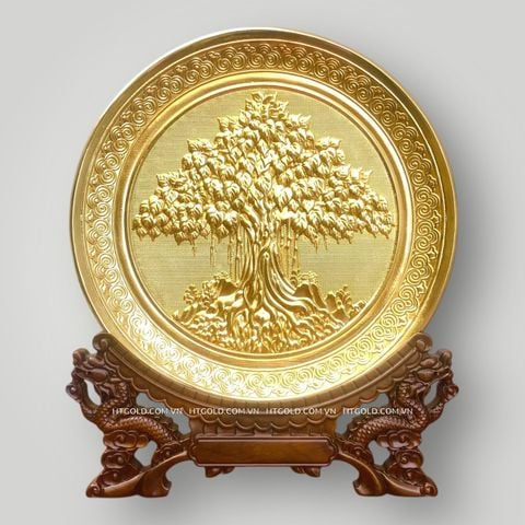 TRANH ĐĨA ĐỒNG CÂY BỒ ĐỀ MẠ VÀNG 24K (Đk 25cm)