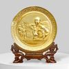 TRANH ĐĨA ĐỒNG MẠ VÀNG 24k - BÁC VẪN CÙNG CHÚNG CHÁU HÀNH QUÂN (Đk 19cm)
