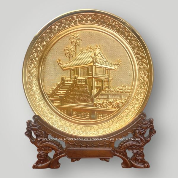 TRANH ĐĨA ĐỒNG CHÙA MỘT CỘT, MẠ VÀNG (Đk 25cm)