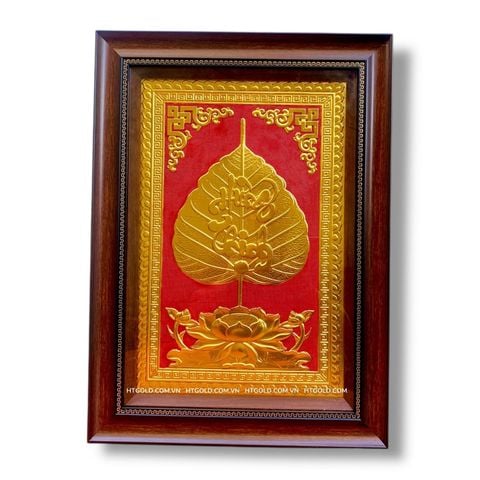 TRANH ĐỒNG LÁ BỒ ĐỀ HƯNG THỊNH DÁT VÀNG (40cm*55cm)
