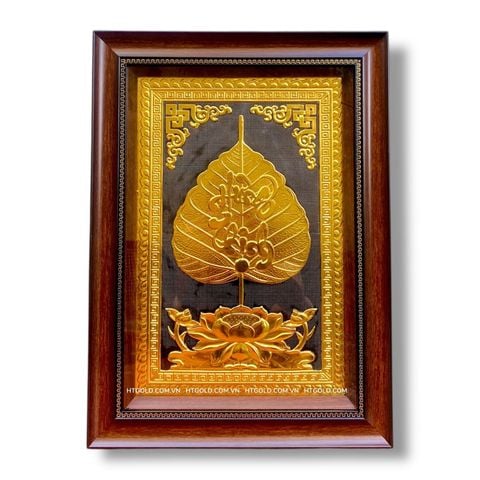 TRANH ĐỒNG LÁ BỒ ĐỀ HƯNG THỊNH DÁT VÀNG (40cm*55cm)