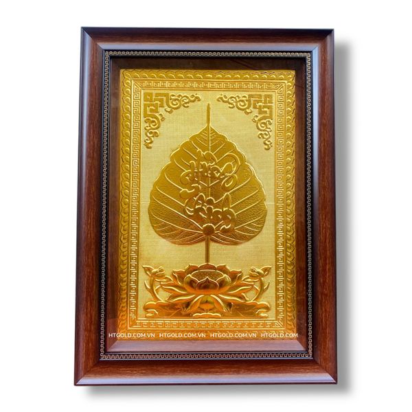 TRANH ĐỒNG LÁ BỒ ĐỀ HƯNG THỊNH DÁT VÀNG (40cm*55cm)