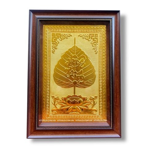 TRANH ĐỒNG LÁ BỒ ĐỀ HƯNG THỊNH DÁT VÀNG (40cm*55cm)