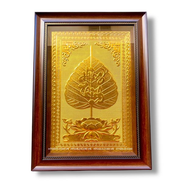 TRANH ĐỒNG LÁ BỒ ĐỀ HƯNG THỊNH DÁT VÀNG (40cm*55cm)