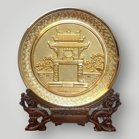 TRANH ĐĨA ĐỒNG KHUÊ VĂN CÁC MẠ VÀNG 24k (Đk 25cm)