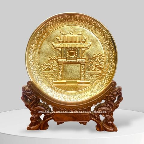 TRANH ĐĨA ĐỒNG KHUÊ VĂN CÁC MẠ VÀNG 24k (Đk 19cm)
