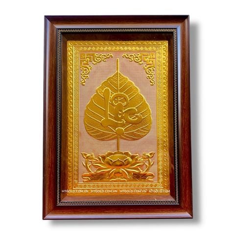 TRANH ĐỒNG LÁ BỒ ĐỀ CHỮ LỘC DÁT VÀNG (40cm*55cm)