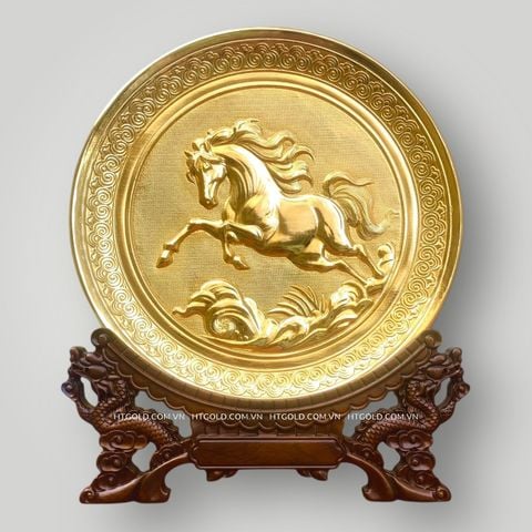 TRANH ĐĨA ĐỒNG MÃ ĐÁO THÀNH CÔNG MẠ VÀNG 24k (Đk 25cm)