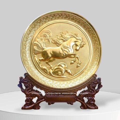 TRANH ĐĨA ĐỒNG MÃ ĐÁO THÀNH CÔNG MẠ VÀNG 24k (Đk 19cm)