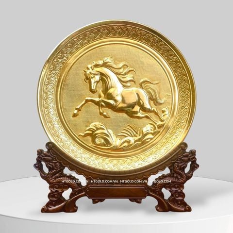 TRANH ĐĨA ĐỒNG MÃ ĐÁO THÀNH CÔNG MẠ VÀNG 24k (Đk 19cm)