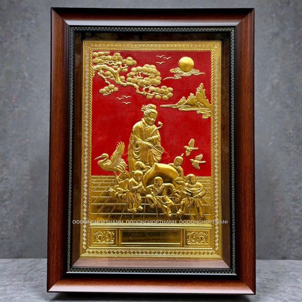 TRANH ĐỒNG MỪNG THỌ CỤ BÀ DÁT VÀNG (70cm*50cm)