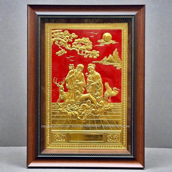 TRANH ĐỒNG MỪNG THỌ  ÔNG BÀ DÁT VÀNG (55cm*40cm)