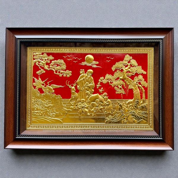 TRANH ĐỒNG MỪNG THỌ CỤ ÔNG DÁT VÀNG (40cm*55cm)