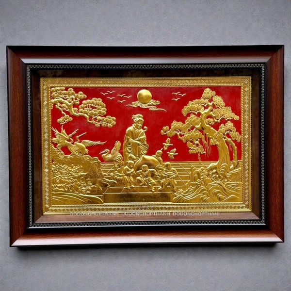 TRANH ĐỒNG MỪNG THỌ CỤ BÀ DÁT VÀNG (40cm*55cm)