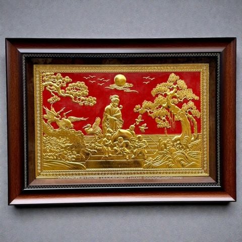 TRANH ĐỒNG MỪNG THỌ CỤ BÀ DÁT VÀNG (40cm*55cm)