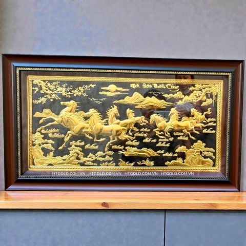 TRANH ĐỒNG MÃ ĐÁO THÀNH CÔNG DÁT VÀNG (40cm*70cm)