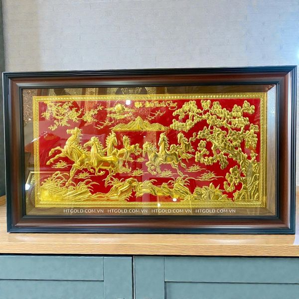 TRANH ĐỒNG MÃ ĐÁO THÀNH CÔNG DÁT VÀNG (50cm*90cm)