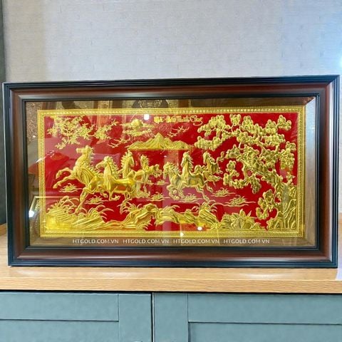 TRANH ĐỒNG MÃ ĐÁO THÀNH CÔNG DÁT VÀNG (50cm*90cm)