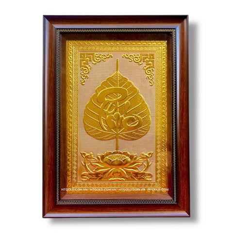TRANH ĐỒNG LÁ BỒ ĐỀ CHỮ PHÚC DÁT VÀNG (40cm*55cm)