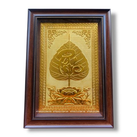 TRANH ĐỒNG LÁ BỒ ĐỀ CHỮ PHÚC DÁT VÀNG (40cm*55cm)