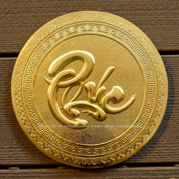 TRANH ĐỒNG CHỮ PHÚC DÁT VÀNG (Đường kính 65cm)