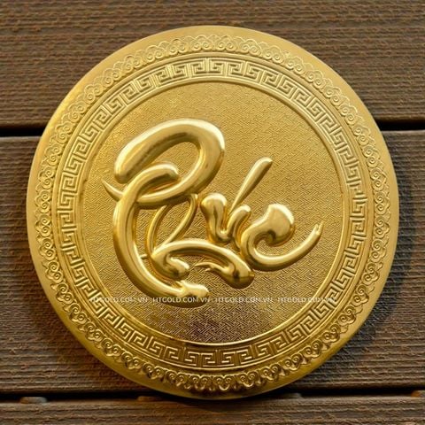 TRANH ĐỒNG CHỮ PHÚC DÁT VÀNG (Đường kính 65cm)