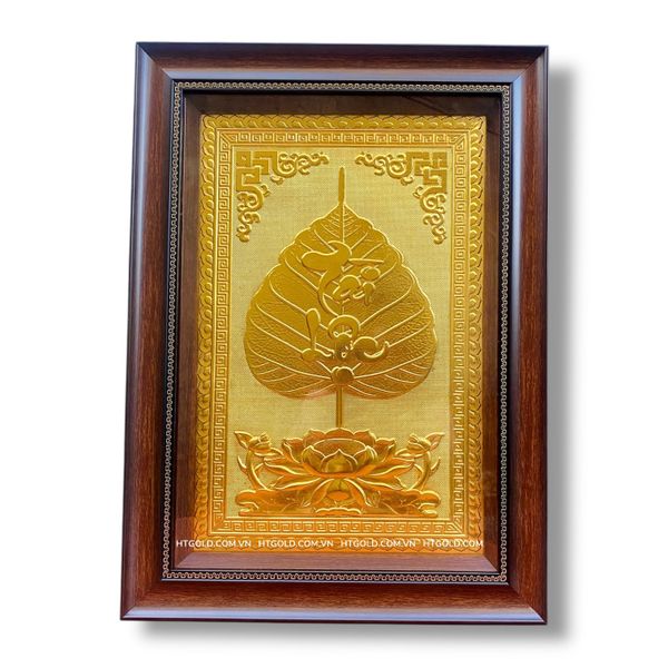 TRANH ĐỒNG LÁ BỒ ĐỀ TÀI LỘC DÁT VÀNG (40cm*55cm)