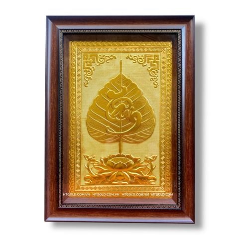 TRANH ĐỒNG LÁ BỒ ĐỀ CHỮ TÂM DÁT VÀNG (40cm*55cm)