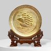 TRANH ĐĨA ĐỒNG THUẬN BUỒM XUÔI GIÓ MẠ VÀNG 24k (Đk 19cm)