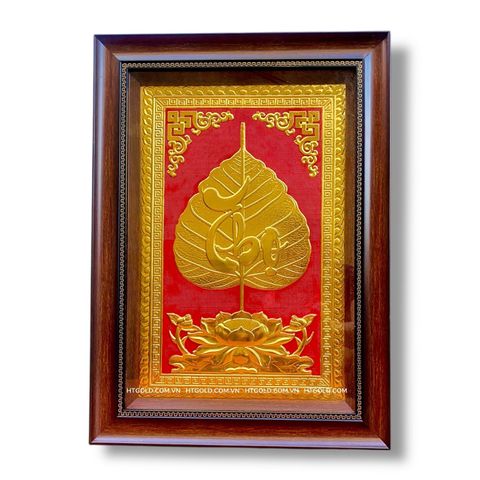 TRANH ĐỒNG LÁ BỒ ĐỀ CHỮ THỌ DÁT VÀNG (40cm*55cm)