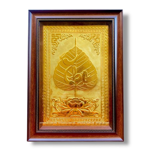 TRANH ĐỒNG LÁ BỒ ĐỀ CHỮ THỌ DÁT VÀNG (40cm*55cm)