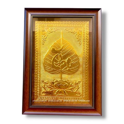 TRANH ĐỒNG LÁ BỒ ĐỀ CHỮ THỌ DÁT VÀNG (40cm*55cm)