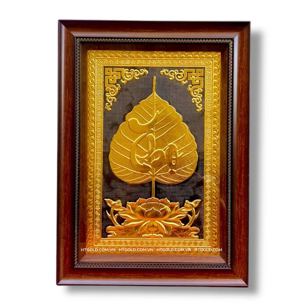TRANH ĐỒNG LÁ BỒ ĐỀ CHỮ THỌ DÁT VÀNG (40cm*55cm)