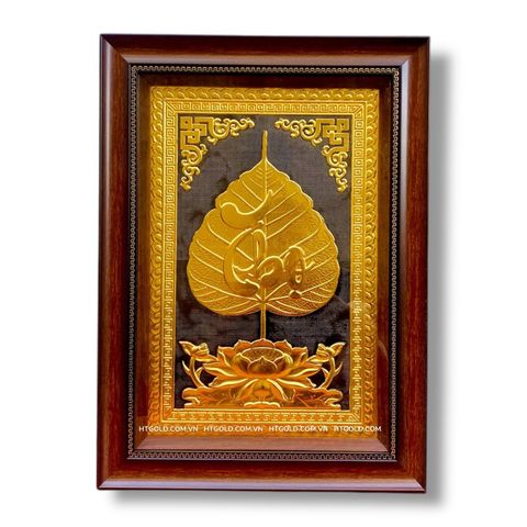 TRANH ĐỒNG LÁ BỒ ĐỀ CHỮ THỌ DÁT VÀNG (40cm*55cm)