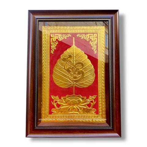 TRANH ĐỒNG LÁ BỒ ĐỀ CHỮ THUẬN DÁT VÀNG (40cm*55cm)