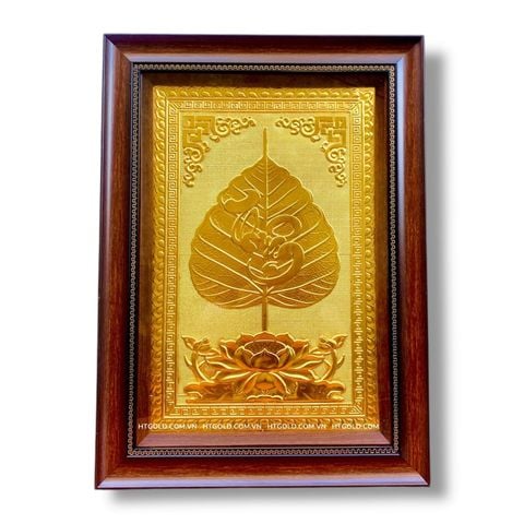 TRANH ĐỒNG LÁ BỒ ĐỀ CHỮ THUẬN DÁT VÀNG (40cm*55cm)