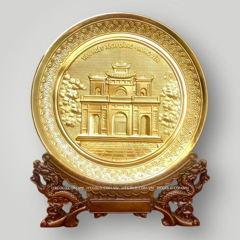 TRANH ĐĨA ĐỒNG VĂN MIẾU XÍCH ĐẰNG MẠ VÀNG (Đk 25cm)