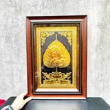 TRANH LÁ BỒ ĐỀ  CHỮ BÌNH AN, DÁT VÀNG (40cm x 55cm)