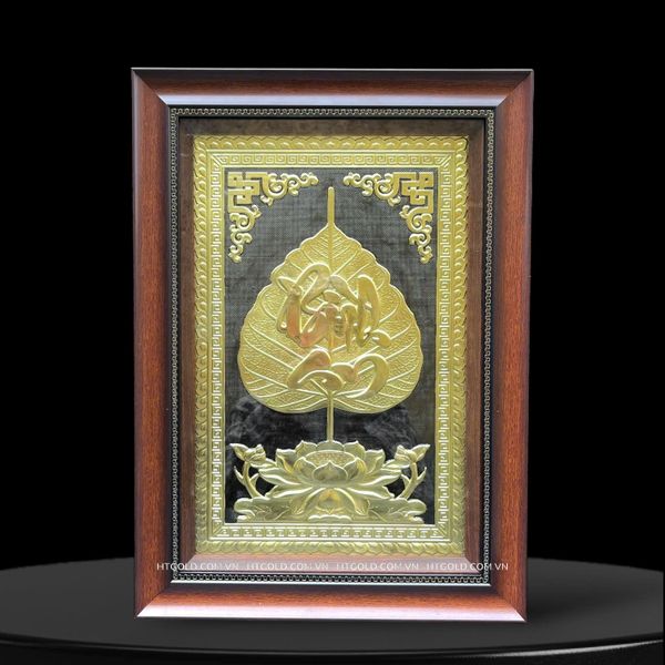 TRANH LÁ BỒ ĐỀ CHỮ BÌNH AN BẰNG ĐỒNG (40cm x 55cm)