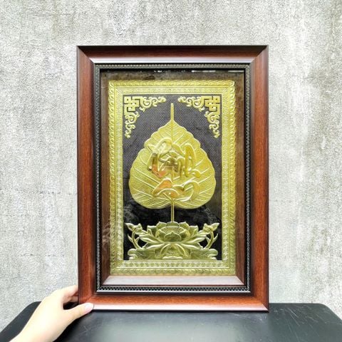 TRANH LÁ BỒ ĐỀ CHỮ BÌNH AN BẰNG ĐỒNG (40cm x 55cm)