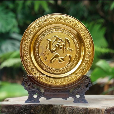TRANH VẠN SỰ BÌNH AN  BẰNG ĐỒNG, MẠ VÀNG 24K (Đk 35cm)