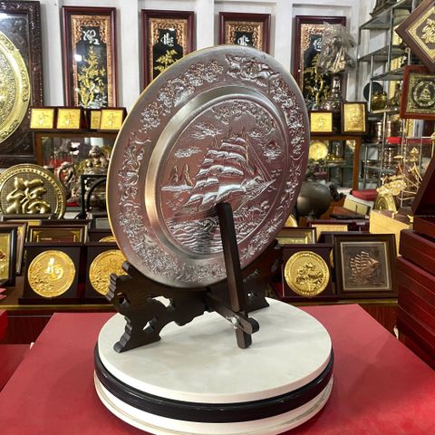 MÂM ĐỒNG CHỮ LỘC MẠ VÀNG 24K (Đk 35cm)